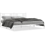  Metalni okvir za krevet s uzglavljem bijeli 200x200 cm | Eponuda.com