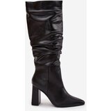 Boto Insulated women's boots with heel with ruching Black Dariane | shoptok.hr