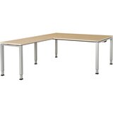 mauser Pisalna miza, kotna, spodnji del iz kvadratne/okrogle cevi, VxŠxG 650 - 850 x 1800 x 900 mm, kotni element na levi strani (širina 1000 mm), plo | Shoptok.si