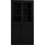  Uredski ormarić s kliznim vratima crni 90 x 40 x 180 cm čelični | shoptok.hr