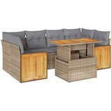  7-dijelni set vrtnih sofa s jastucima bež od poliratana bagrem | shoptok.hr