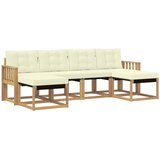 vidaXL Zunanja garnitura za sedenje z blazino 6 pcs Bela in krem, (5000281002) | Shoptok.si