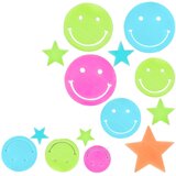  Fluorescentne nalepke za steno - 10 elementov - smeška | Shoptok.si