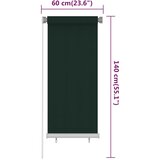  Vanjska roleta za zamračivanje 60 x 140 cm tamnozelena HDPE | shoptok.hr