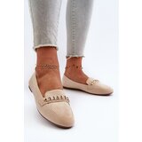 Boto Shiny Women's Loafers with Chain Beige Aredilla | Shoptok.si