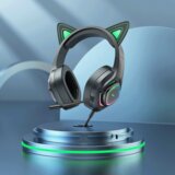 hoco. Slušalice sa mikrofonom, gaming, USB/3.5 mm, LED - W107 Cute Cat Black/Green | shoptok.hr