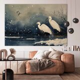  XXL slika - Herons over a winter pond - Japanese-style illustration in dark colours 150x100 | shoptok.hr