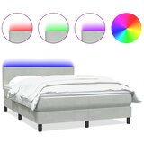 Krevet s oprugama i madracem LED svjetlosivi 160x220 cm baršunasti | Eponuda.ba