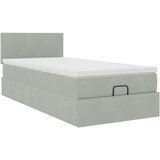 vidaXL Otomanski posteljni okvir z vzmetnico siv 80x200 cm žamet | Shoptok.si