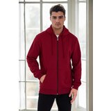 Dewberry 94090 Kangaroo Pocket Hooded Zipper Mens Sweatshirt-BURGUNDY Cijene
