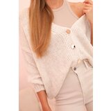 Kesi Włoski Women's sweater with a V-neck and buttons beige | Shoptok.si