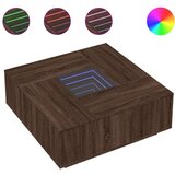 vidaXL Klubska mizica z neskončnimi LED rjavi hrast 100x100x40 cm | Shoptok.si