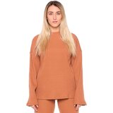 Leone 1947 Puloverji Woman Rib High Collar Relaxed Kostanjeva Cene