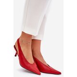 Boto High Heels With Open Heel Eco Leather Red Aricandia | Shoptok.si