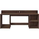  Radni stol s LED svjetlima smeđa boja hrasta 200x55x91cm drveni | shoptok.hr