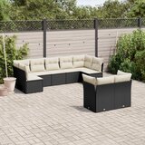 vidaXL 9-dijelni set vrtnih sofa s jastucima crni od poliratana | shoptok.hr