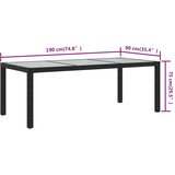  Vrtni stol crni 190x90x75 cm od kaljenog stakla i poliratana | Eponuda.com