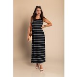 Fenzy Maxi Obleka S Potiskom Črt, Črna | Shoptok.si