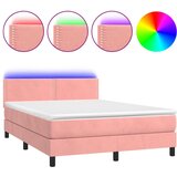 The Living Store Box spring postelja z vzmetnico LED roza 80x200 cm žamet - Box Spring Postelja, (21491932) | Shoptok.si