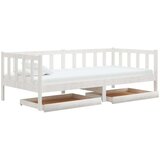  Dnevni ležaj s ladicama 90 x 200 cm bijeli od masivne borovine | shoptok.hr