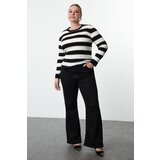 Trendyol Curve Black-Ecru Striped Crew Neck Knitwear Sweater | Shoptok.si
