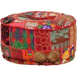  Tabure s patchworkom okrugli pamučni 40 x 20 cm crveni | Eponuda.com