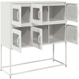 vidaXL Komoda bela 100,5x39x107 cm hladno valjano jeklo | Shoptok.si