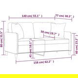  Kavč dvosed z blazinami krem 140 cm blago | Shoptok.si