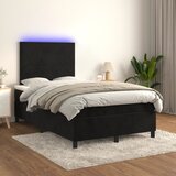 The Living Store Box spring postelja z vzmetnico LED črna 120x200 cm žamet - Box Spring Postelja, (21492502) Cene