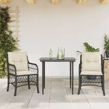  3-dijelni bistro set s jastucima crni od poliratana Cijene