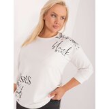 Fashion Hunters Ecru Casual Plus Size Blouse With Print Cene