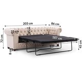 Ropez Bež baršunasti sklopiva sofa 203 cm York Blik – | shoptok.hr