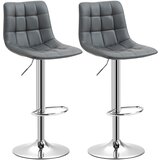 HOMCOM Komplet dveh usnjenih barskih stolčkov z naslonom, vrtljivi stolčki za kuhinjo in dnevno sobo z naslonom za noge, 42x45x89-110 cm, siva, (20745194) Cene