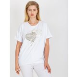 Fashion Hunters White loose plus size t-shirt with print Cene