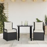 vidaXL 3-dijelni vrtni blagovaonski set s jastucima od poliratana crni | shoptok.hr