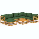 Maison Chic Seti vrtnega pohištva - Vrtna garnitura - Vrtni pohištvo set 8-delna z zelenimi blazinami trden les, (21807835) | Shoptok.si