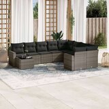 vidaXL 10-dijelni set vrtnih sofa od poliratana s jastucima sivi | shoptok.hr