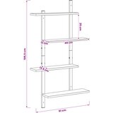  Zidna polica Dimljeni hrast 61 x 13.5 x 105.5 cm Prerađeno drvo Slike