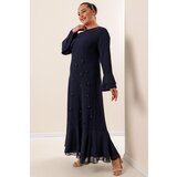 By Saygı B.b Crepe Long Dress with Flounce Sleeves and Hem | Shoptok.si