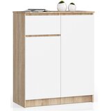AKORD Komoda, 2 Vrata In 1 Predal, Hrast Sonoma/Bela, (5000332079) | Shoptok.si