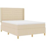 Box Spring Postelja z Blazino in LED Krem 160x200 cm Tkanina, (22049611) Slike