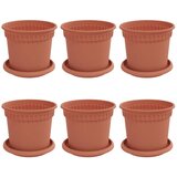 vidaXL Saksije za biljke 6 pcs Crvena cigla Ø 15 x 12 cm Plastika - Crvena cigla Ø 15 x 12 cm 6 Cijene
