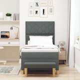 vidaXL postelja s škatlastim vzmetenjem z vzmetnico & klopjo temno siva 90x190 cm tkanina | Shoptok.si