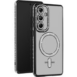 AVIZAR Ohišje Diamond za Samsung Galaxy S24 FE MagSafe Obris Strass, Črna, (5000016468) | Shoptok.si