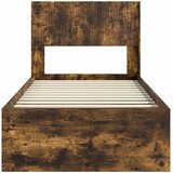  Krevetna konstrukcija s pohranom i uzglavljem Dimljeni hrast Smeđa 90 x 190 cm | Shoptok.si
