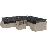 Maison Chic Seti vrtnega pohištva - Vrtna garnitura - Vrtni pohištvo set 11-delna z blazinami sv. siv poli ratan, (21818666) | Shoptok.si