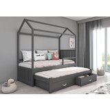 ADRK Djeji kreveti kuica JONASZEK s ogradom i madracima 97 cm - SIVA | shoptok.hr
