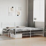 Maison Chic Kovinski Posteljni okvir - Dvoposteljna postelja - Zakonska postelja z vzglavjem in vznožjem bel 193x203 cm, (21697227) | Shoptok.si