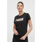 Puma Bombažna kratka majica ženski, črna barva