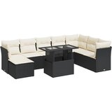 Maison Chic Seti vrtnega pohištva - Vrtna garnitura - Vrtni pohištvo set 9-delna z blazinami črn poli ratan, (21807073) | Shoptok.si